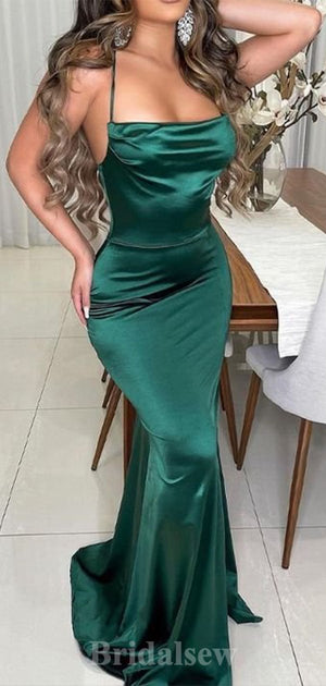 Simple Elegant Mermaid New Spaghetti Straps Long Stylish Evening Prom Dresses, PD1237