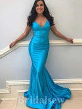Simple Elegant Spaghetti Straps Mermaid Party Long Women Evening Prom Dresses PD766