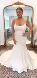 Simple Mermaid Spaghetti Straps Beach Garden Vintage Long Wedding Dresses WD383
