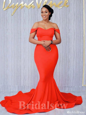 Simple Plus Size Long Mermaid Stylish Modest Elegant Evening Prom Dresses PD939