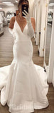 Simple Satin Mermaid Princess Vintage Dream Beach Long Wedding Dresses, Bridal Gown WD450