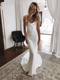 Spaghetti Straps Cheap Vintage Long Beach Wedding Dresses WD031