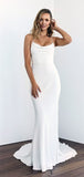 Spaghetti Straps Cheap Vintage Long Beach Wedding Dresses WD031