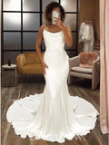 Simple Spaghetti Straps Mermaid Classic Garden Beach Vintage Long Wedding Dresses WD302
