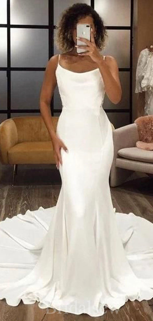 Simple Spaghetti Straps Mermaid Classic Garden Beach Vintage Long Wedding Dresses WD302