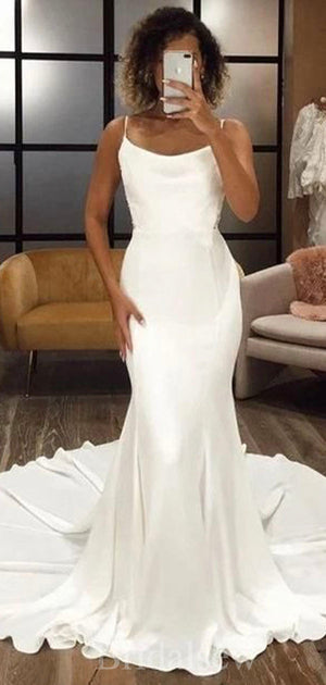 Simple Spaghetti Straps Mermaid Classic Garden Beach Vintage Long Wedding Dresses WD302