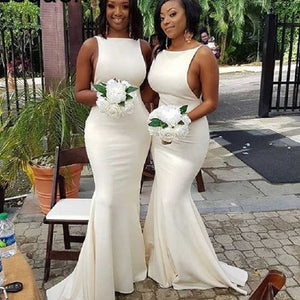 Popular Simple Mermaid Long Elegant Bridesmaid Dresses BD017