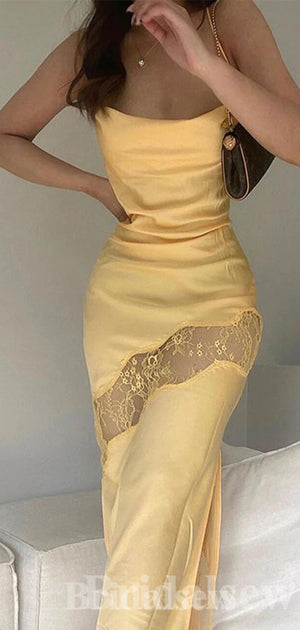 Spaghetti Straps Simple Sexy Unique Modest Stylish Long Women Evening Prom Dresses PD754
