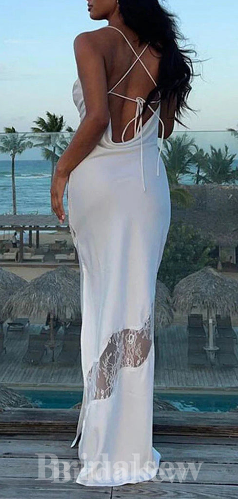 Spaghetti Straps Simple Sexy Unique Modest Stylish Long Women Evening Prom Dresses PD754
