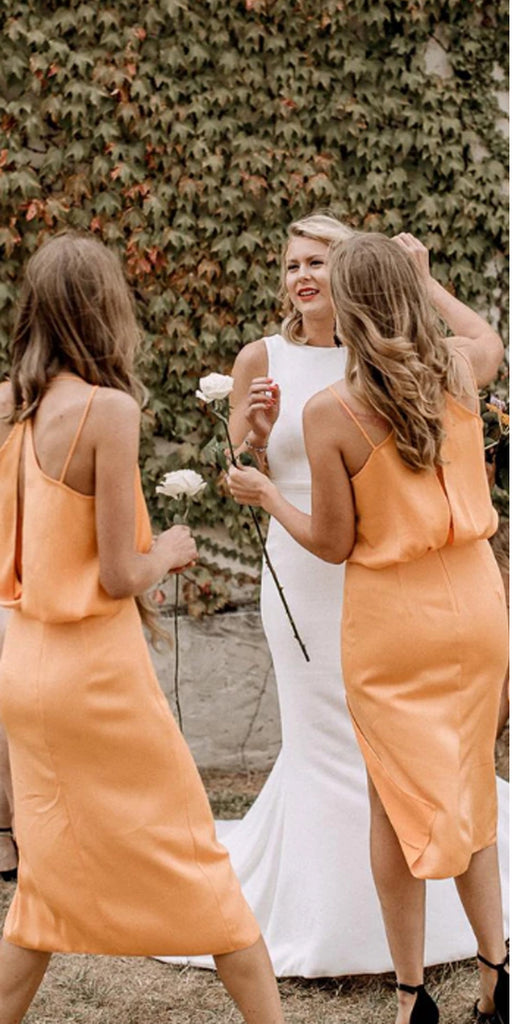 Cheap Spaghetti Straps Simple Formal Short Bridesmaid Dresses BD016