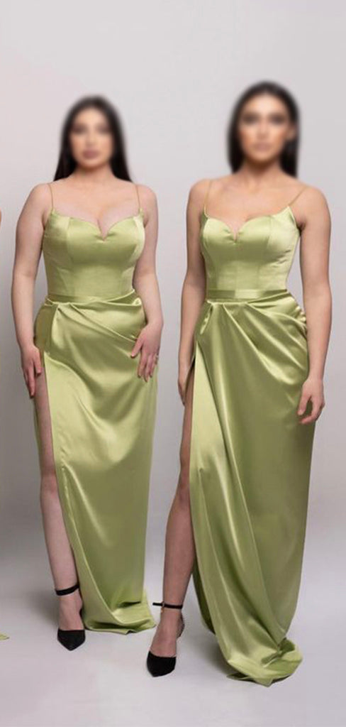 Spaghetti Straps Yellow Red Blue Satin Unique Plus Size Elegant Long Beach Formal Bridesmaid Dresses BD228