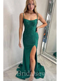 Sparkly Spaghetti Straps Simple Mermaid Elegant Modest Women Long Evening Prom Dresses PD608