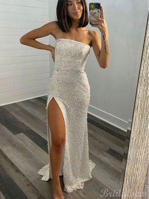Strapless Elegant Mermaid Sequin Sparkly Women Long Prom Dresses, Evening Dress PD385