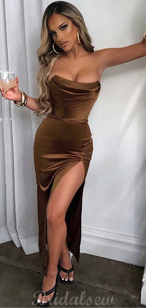 Strapless Simple Mermaid Sexy Elegant Black Girls Slay Elegant Evening Modest Long Prom Dresses PD488