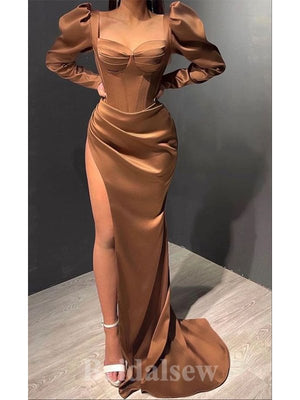 Unique New Elegant Mermaid Long Sleeves Modest Long Party Evening Prom Dresses PD1351