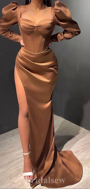 Unique New Elegant Mermaid Long Sleeves Modest Long Party Evening Prom Dresses PD1351