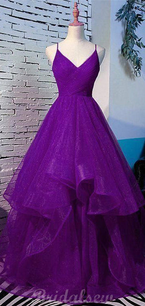 Unique Shiny Purple Sequin Long Prom Dresses, EveningDresses PD072