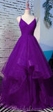 Unique Shiny Purple Sequin Long Prom Dresses, EveningDresses PD072