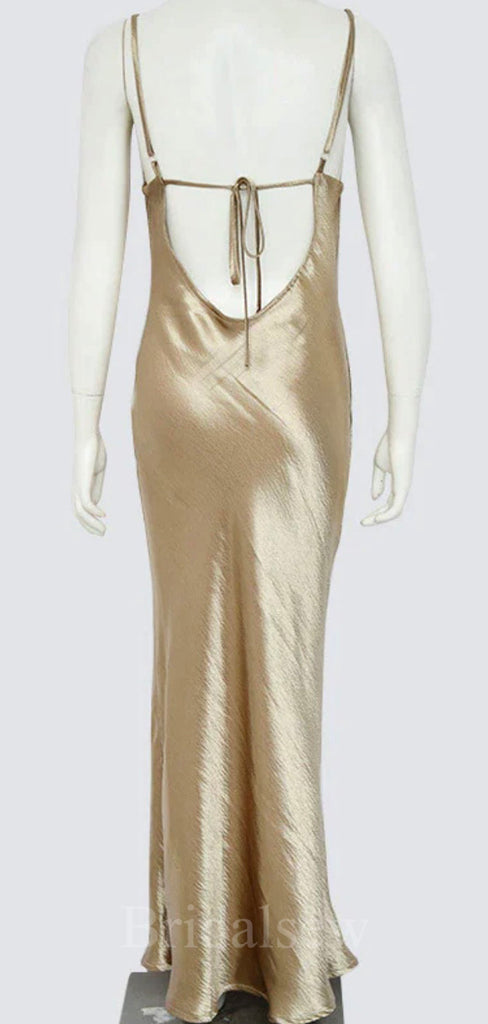 Unique Shiny Simple Straps Women Long Evening Party Prom Dresses PD567