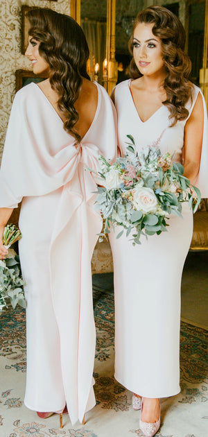 V-Neck Soft Satin Mermaid Formal Long Bridesmaid Dresses BD013
