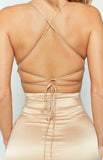 Women's Fashion Halter Satin Long Open Back Dinner Party Prom Dresses PD137