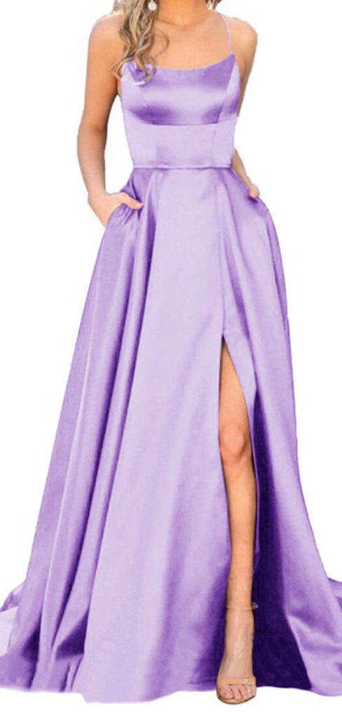 Women's Fashion Halter Satin Long Open Back Dinner Party Prom Dresses PD137