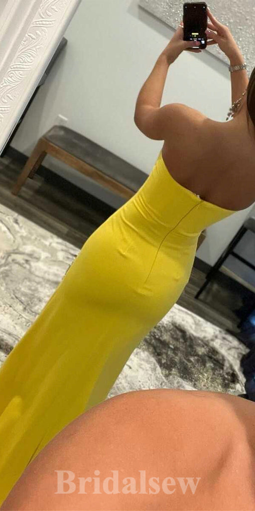 Yellow Mermaid Simple Strapless New Popular Long Party Evening Prom Dresses PD980