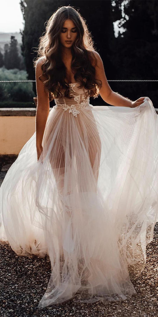 A-line Fairy Unique Elegant Stylish Vintage Dream Beach Long Wedding Dresses WD535