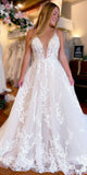 A-line Lace Elegant Custom Garden Beach Dream Vintage Long Wedding Dresses WD565