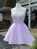 A-line Lilac Popular Stylish Short Party Prom Dresses, Simple Homecoming Dresses HD020