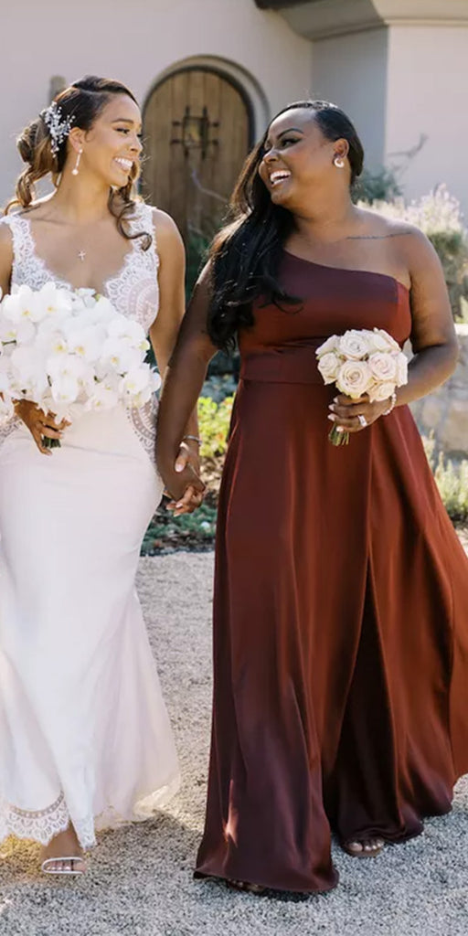 A-line Mismatched Unique Popular Elegant Long Beach Formal Bridesmaid Dresses BD233