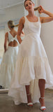 A-line New Design Sleeveless High-Low Garden Beach Dream Vintage Long Wedding Dresses WD546