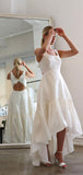 A-line New Design Sleeveless High-Low Garden Beach Dream Vintage Long Wedding Dresses WD546