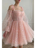 A-line Pink Unique Popular Chic Stylish Sparkly Short Homecoming Dresses HD002