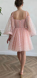 A-line Pink Unique Popular Chic Stylish Sparkly Short Homecoming Dresses HD002
