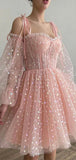 A-line Pink Unique Popular Chic Stylish Sparkly Short Homecoming Dresses HD002