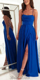 A-line Royal Blue Spaghetti Straps Simple Elegant Modest Evening Long Prom Dresses PD1370