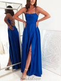 A-line Royal Blue Spaghetti Straps Simple Elegant Modest Evening Long Prom Dresses PD1370