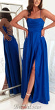 A-line Royal Blue Spaghetti Straps Simple Elegant Modest Evening Long Prom Dresses PD1370