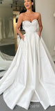 A-line Satin Classic Princess Unique Elegant Vintage Dream Beach Long Wedding Dresses WD540