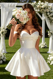 A-line Satin Short Custom Garden Beach Dream Vintage Long Wedding Dresses WD562