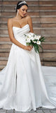 A-line Satin Strapless Popular Unique Elegant Vintage Dream Beach Long Wedding Dresses WD539