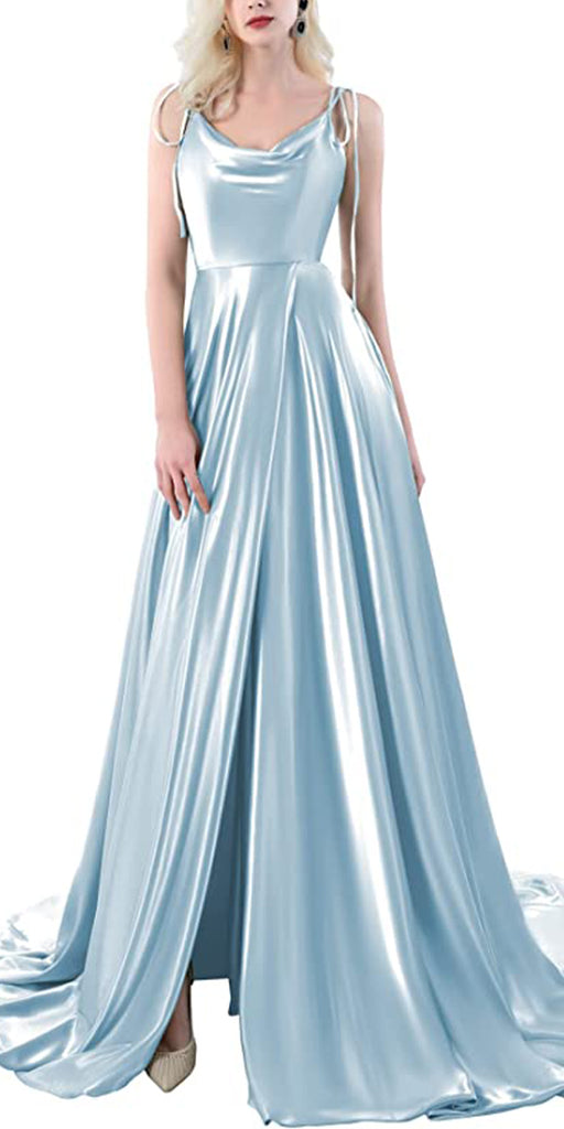 A-line Sexy Blue Stylish Elegant Modest Evening Long Prom Dresses PD344