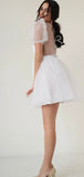 A-line Short Sleeves Garden Unique Dream Beach Vintage Short Wedding Dresses WD021