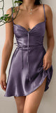 A-line Simple Chic Modest Straps Short Prom Dresses, Dusty Purple Homecoming Dresses HD006