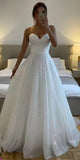 A-line Strapless Sparkly Sequin Elegant Dream Beach Vintage Long Wedding Dresses WD025