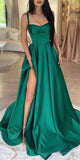 A-line Straps Elegant Popular Simple Satin Modest Long Party Evening Prom Dresses PD1366