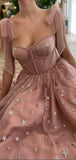 A-line Unique Dusty Pink Stylish Fairy Sparkly Party Modest Women Evening Long Prom Dresses PD1524