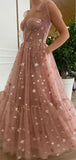 A-line Unique Dusty Pink Stylish Fairy Sparkly Party Modest Women Evening Long Prom Dresses PD1524