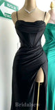 Black Spaghetti Straps Popular Mermaid Evening Formal Long Prom Dresses PD1387
